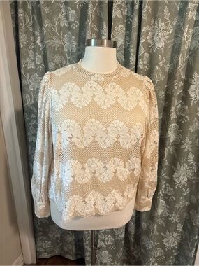 dolan Cream Lace Overlay Pullover